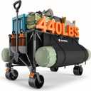 300L Collapsible Wagons Cart with Wheels Foldable, 440lbs Heavy Duty Folding Wagon, Upgraded Effortless Elegance, Foldable Wagon for Sports Beach Grocery Camping, Black & Gray