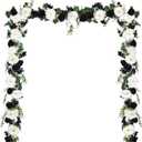 DearHouse 2Pcs Artificial Peony Flower Garland - Silk Peony Garland with Black White Flowers for Wedding Party Table Decoration,6ft/Strand (2, White & Black)