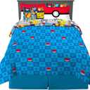 Franco Pokemon Bedding Super Soft Comforter and Sheet Set with Sham, 7 Piece Queen Size, (Official Licensed Product)
