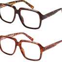 AMOMOMA Oversized Square Reading Glasses for Women,Men,Men Blue Light Blocking Computer Readers Spring hinge AM6185