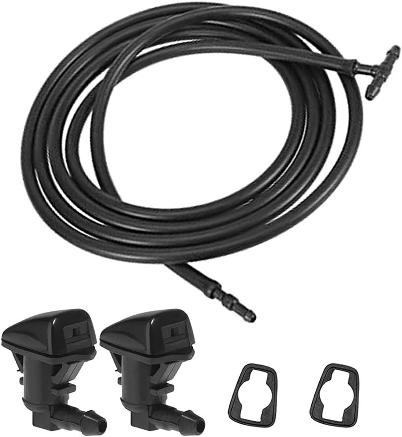 7pcs Front Windshield Washer Nozzles Kit, Replacement for F250 F350 F450 F55 Super Duty, Replaces OE: 7C3Z17603A (2 Meters Windshield Washer Hose with Connectors)