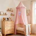 Akiky Kids Bed Canopy for Crib & Twin Size with Ruffles Dreamcatcher, Princess Girls Nursery Room Decor Toddler Baby Dome Round Hanging Tent Curtains Skirt Over Bed Reading Nook Play Tents Pink (25.6"W*106"L)