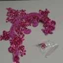 Handmade Rhinestones lace Applique handsewing Beads Trim Patches Neckline for Dress Clothes Accessory (Pink)