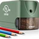 AFMAT Electric Pencil Sharpener Heavy Duty for Classroom, UL Listed Plug in Pencil Sharpener for 6.5-8mm No.2/Colored Pencils, w/Upgraded Helical Blade (10000 Sharpenings), Model: PS105, Green