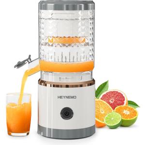 Electric Citrus Juicer, Rechargeable Portable Cordless Juicer with with USB Cable and Cleaning Brus, One-Touch Button, Juice Squeezer for Oranges, Lemons, and Limes, White