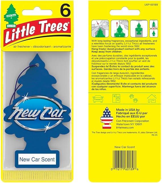 LITTLE TREES Air Fresheners Car Air Freshener. Hanging Tree Provides Long Lasting Scent for Auto or Home. New Car Scent, 6 Air Fresheners