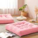 Pink Floor Pillow Set of 2  Stylish Corduroy Cushions for Women, Perfect for Meditation, Yoga, and Relaxation, 22x22 Inch