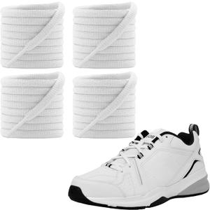 2 x UamGlsob 2 Pairs Oval Shoe Laces for New Balance Sneaker, 1/4"(6mm) Shoelaces Strings Replacement for Lace-up Walking Running (White)