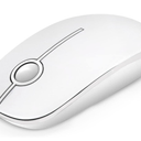 VssoPlor Wireless Mouse, 2.4G Slim Portable Computer Laptop Mouse with Nano Receiver Quiet Silent Optical Mice for Notebook, PC, Laptop, Computer-White