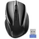 TECKNET Wireless Mouse, 2.4G Ergonomic Optical Mouse, Computer Mouse for Laptop, PC, Computer, Chromebook, Notebook, 6 Buttons, 24 Months Battery Life, 2600 DPI, 5 Adjustment Levels - Black