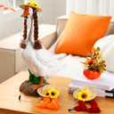 3 Pcs Thanksgiving Porch Goose Wigs Porch Goose Outfit DIY Cute Lawn Statue Braid Grass Hat Wig Decoration Costume Accessories for 23 Inch Outdoor Garden Patio Yard Decoration