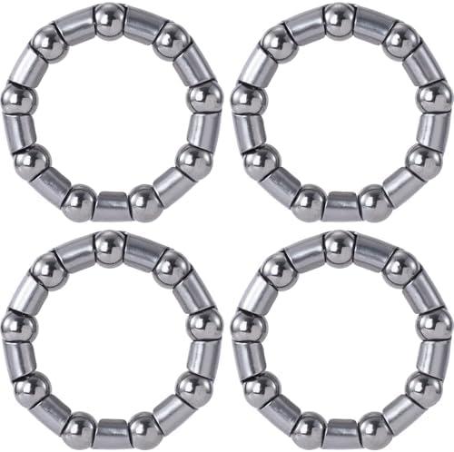 Mxxipp 4pcs 1/4in x 9 Balls Bike Ball Crank Bearing, Stainless Steel Bottom Brackets Retainer, Bicycle Axle Wheel Frame Bearing Replacement for Mountain Bike- Black