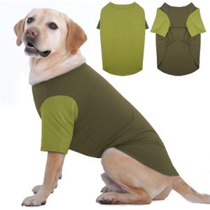 2 x 2 Pack Shirts for Large Dogs 4XL - Lightweight Breathable Dog Clothes, Prevent Overheating Summer Cool Tees for Travel, Hiking, Beach, Lounge Wear, Sleep, Green