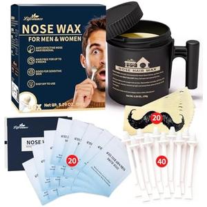 Lifestance Nose Wax Kit Men | 150g | Large Capacity Nose Hair Wax Kit with 40 Applicators, 25-30 Uses | Nose Wax Kit for Women | Nose Hair Waxing Kit for Men with Balm Wipes and Mustache Guards