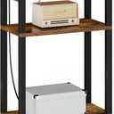 TUTOTAK Narrow Side Table with Charging Station,Small End Table with USB Ports and Outlets, Skinny Sofa Table, Slim Nightstand, Living Room, Bed Room, Brown TB01BB079 (3-Tier7.9"D x 15.8"W x 26"H)