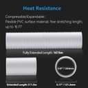 Hon&Guan 5 Inch Duct - 16 FT White PVC and Aluminum Flexible Ducting for Heating Cooling Ventilation and Exhaust with 2 Clamps