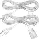 2 Pack Extension Cord 10 Feet UL-Certified Extension Cord Indoor Thin 2 Prong Extension Cord Male to Female Power Cable for Light Fixtures(Clear)