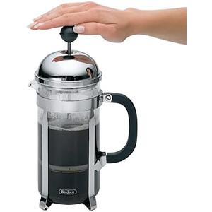 BonJour Coffee Stainless Steel French Press with Glass Carafe, 12.7-Ounce, Monet, Black Handle