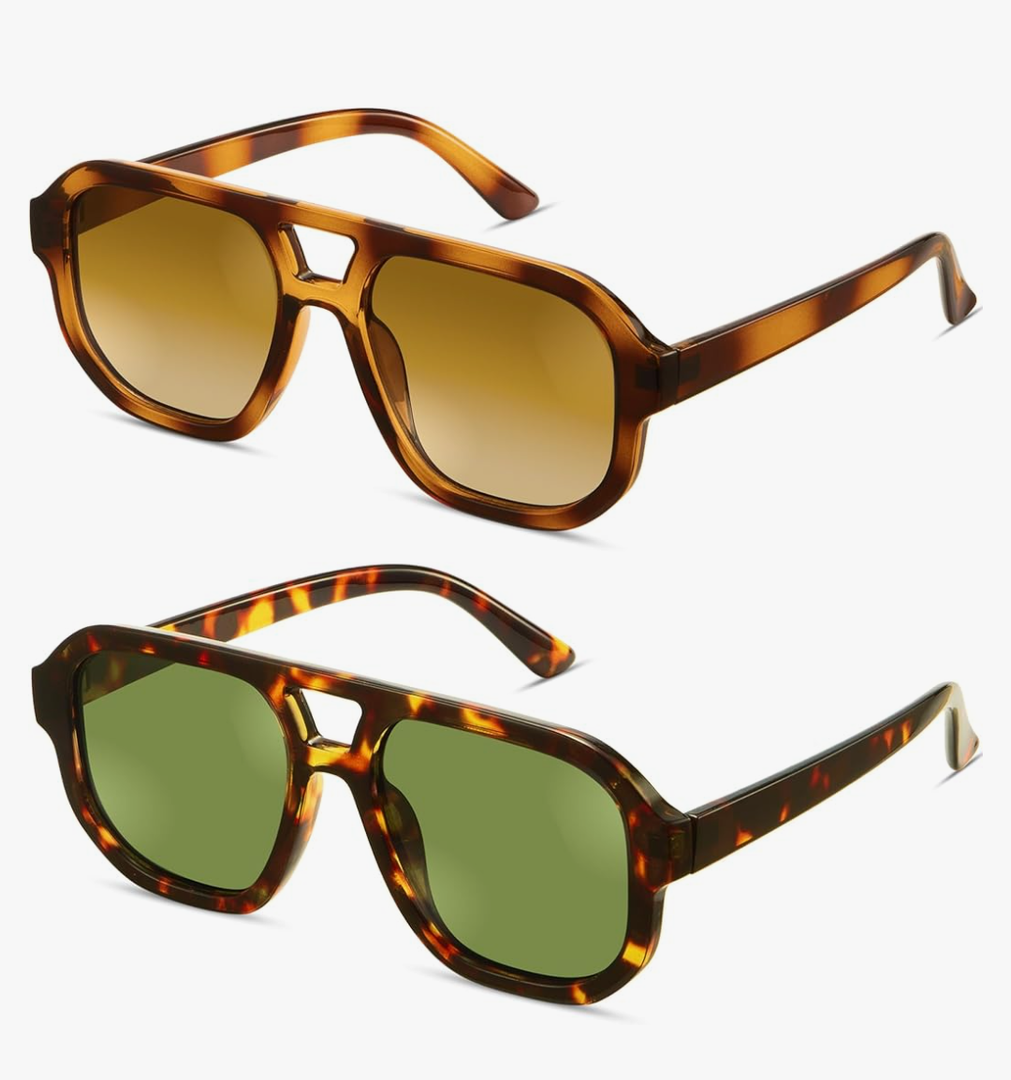 livho Trendy Polarized Square Aviator Sunglasses Women Men Square Eyewear Frame, Retro Sun Glasses for Women Men 2025 Shades