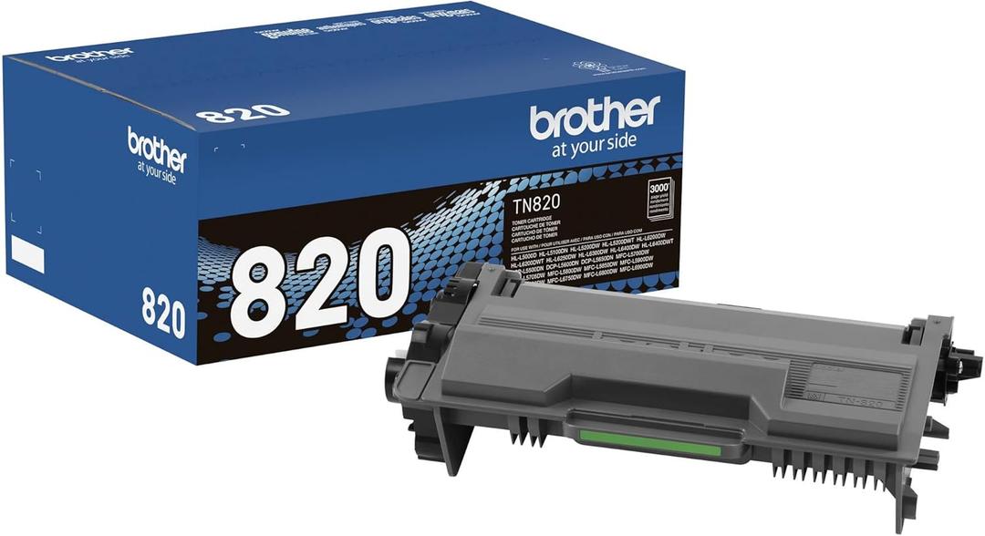 Brother Genuine Toner Cartridge, TN820, Replacement Black Toner, Page Yield Up To 3,000 Pages, Amazon Dash Replenishment Cartridge