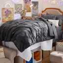 Bedsure Twin XL Comforter Set - Extra Long 5 Pieces Dorm Bedding Sets, GentleSoft Pinch Pleat Dark Grey Bed in a Bag with Pintuck Comforter, Sheets, Pillowcase & Sham