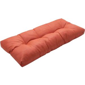 Magpie Fabrics Patio Bench Cushion 42"x18", Indoor/ Outdoor Non-Slip Water Resistant Long Seat Pads, Tufted Loveseat Cushion for Swing, Settee, Window, Garden, Wicker, Front Porch (Coral)