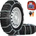 Snow Chains, Thickened and Wear-Resistant High Carbon Steel Anti Slip Tire Chain for Light Truck, Pickups, and SUVs, Set of 2 (220275)