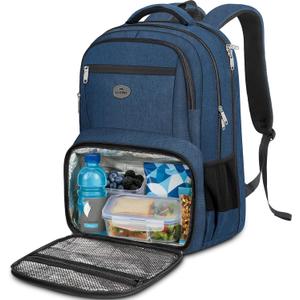 MATEIN Backpack Lunch Box, Water Resistant Mens Lunch Backpack for Work with 18 Inch Laptop Compartment, TSA Flight Approved Travel Bookbag with Luggage Strap, Extra Large Insulated Cooler Bag (Blue)