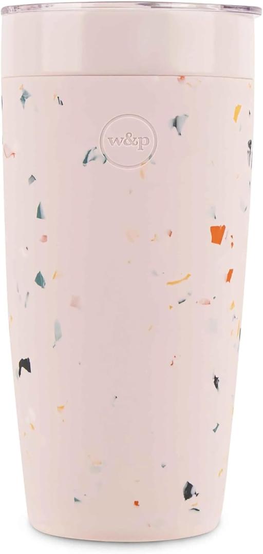 W&P Porter Insulated Tumbler 20 oz | No Metallic Aftertaste Ceramic Coated for Water, Coffee, & Tea | Wide Mouth Vacuum Insulated | Dishwasher Safe, Terrazzo Blush