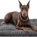 Washable Dog Bed Mat Soft Dog Crate Pad Fluffy Pet Kennel Beds Sleeping Mattress with Non-Slip Bottom for Extra Large Jumbo Medium Small Dogs, 53 x 36 Inch, Grey
