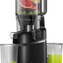 AMZCHEF Juicer Machines, 5.8" Extra Self-Feeding Cold Press Juicer for Whole Vegetable & Fruit, Juice Extractor Machine with Large Auger & Triple Strainers, Easy to Clean, High Juice Yield, Black