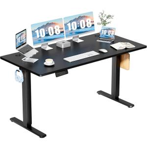 DUMOS 63 Inch Electric Standing Desk Height Adjustable, Sit to Stand Computer Workstations Large Work PC Table Home Office Writing Gaming Desks with Memory Presets for Walking Pad, Bedroom, Black
