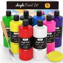 Nicpro 8 Colors Large Bulk Acrylic Paint Set(16.9 oz, 500 ml), Rich Pigments, Non Toxic Craft Paint for Multi Surface, Canvas, Wood, Leather, Ceramic, Fabric - Art Painting Supplies for Beginners, Artists & Adults