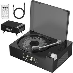 CD Player Portable with Bluetooth, Rechargeable CD Players Retro Suitcase CD Music Player with HiFi Speakers Desktop CD Player for Home Car Study Travel (Black)