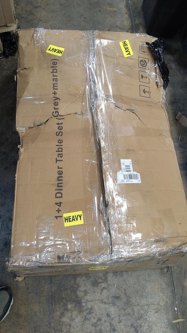 Ideal House 1+4 Dinner Table Set (Grey + Marble) Lot No: XZH-No.1
