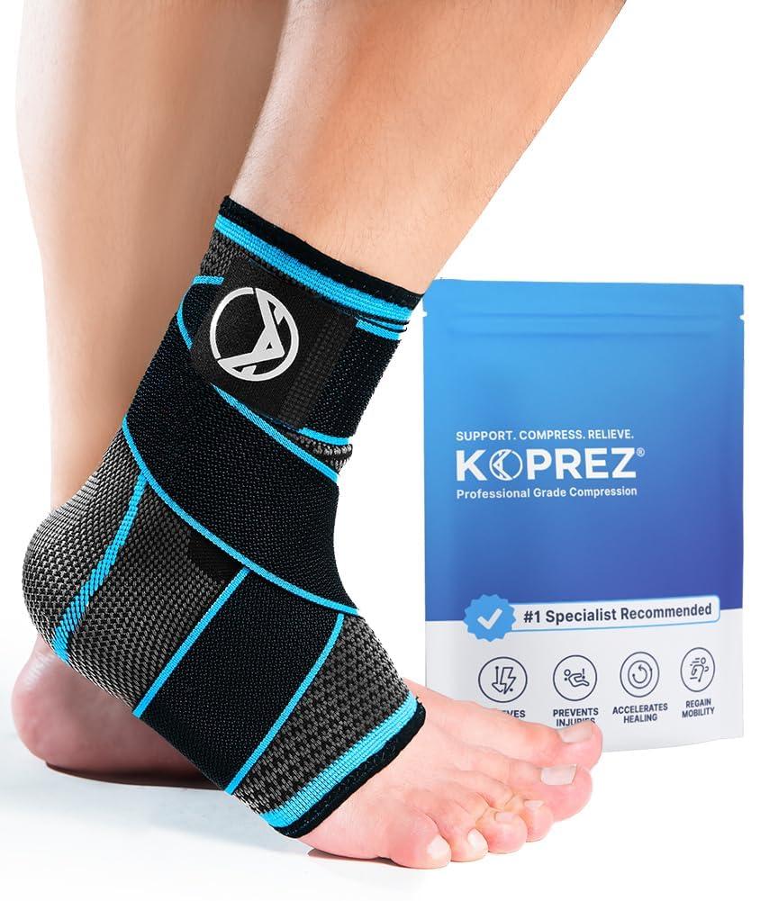 Koprez Plantar Fasciitis Sleeve - Plantar Fasciitis Relief, Plantar Fasciitis Socks, Ankle Compression Sleeve, Ankle Support for Women, Plantar Fasciitis Brace, Ankle Sleeve, Ankle Support Men (Large, Blue)