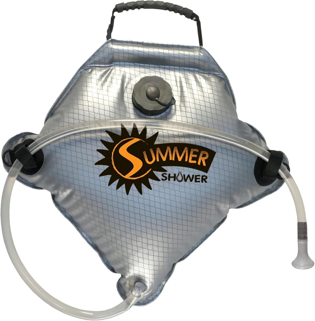 ADVANCED ELEMENTS - Summer Shower/Solar Shower - Different Capacity - Shower Head - Reflective Mirror - Fill Valve - Black or Silver (2.5 Gallon)