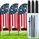 Buryeah 3 Sets 8 ft American Glory Feather Flag with Pole Kit, 250th Anniversary USA Swooper Flag Banner Sign with Flagpole for 4th of July Patriotic Decor, Business Advertising & Outdoor Events