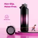 POWCAN 24 oz Insulated Water Bottle: Cold for 24 Hrs, Hot for 10 Hrs, Lightweight, Flex Cap, Stainless Steel Water Bottle with Straw for Travel, Running, Adventure, Fitness, Trekking (Neon Night)