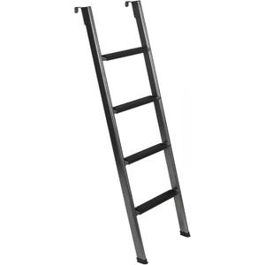 Anti-Slip RV Bunk Ladder, 57in Integrated Heavy Duty Steel Camper Bunk Bed Ladder with Rubber Foot Pads and Hooks - Black