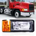 Right headlights for Mack,Replacement Headlamp with turn Signal Bulb Compatible with 1990-2006 Mack CH600 CH612 CH613 CL600 CL700 semi Trucks DOT and SAE Approved