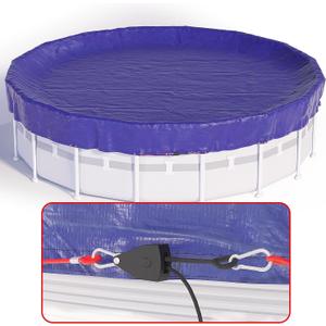 18 FT Round Winter Pool Cover for Above Ground Pools, Cable and Pulley | Windproof, Tear-Resistant, UV-Resistant Cover for Cold-Weather Protection, Easy Installation, and 3 FT Overlap