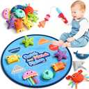 Coogam Montessori Toys for 1 2 3 Year Old, Cloth Fishing Game for Toddlers Gift, Color Sorting & Shape Learning Toys 6-12-18 Months, Toy for 1 Year Old Baby Birthday