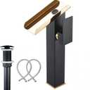 Bathroom Vessel Sink Faucet Black&Gold Waterfall Single Handle 1 Hole Matching Bathroom Pop Up Drain Without Overflow Lavatory Vanity Basin Tap Deck Mount Farmhouse Bowl Sink Bath Faucets Commercial (Tall)