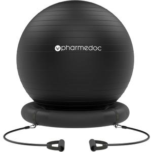 Pharmedoc Yoga Ball Chair with Base & Bands for Home Gym Workout, Pregnancy & Birthing Ball