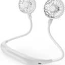 Portable Neck Fan, 2600mAh Battery Operated Ultra Quiet Hands Free USB Fan with 3 Speeds, Strong Wind, 360 Adjustable High Flexibility Wearable Personal Fan for Home Office Outdoor Travel (White)