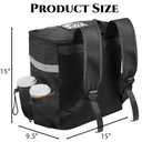 Food Delivery Backpack, Insulated Reusable Pizza Delivery Bag with 4 Cup Holder, Waterproof Thermal Catering Bags Reflective Strip for Delivery Bike, Hot Cold Food, Camping
