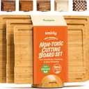 SMIRLY Bamboo Cutting Boards for Kitchen - Wood Cutting Board for Meal Prep, Serving, Charcuterie - Kitchen Gadgets, House Warming Gifts - Wooden Chopping Board Set of 3 with Holder - Natural Bamboo