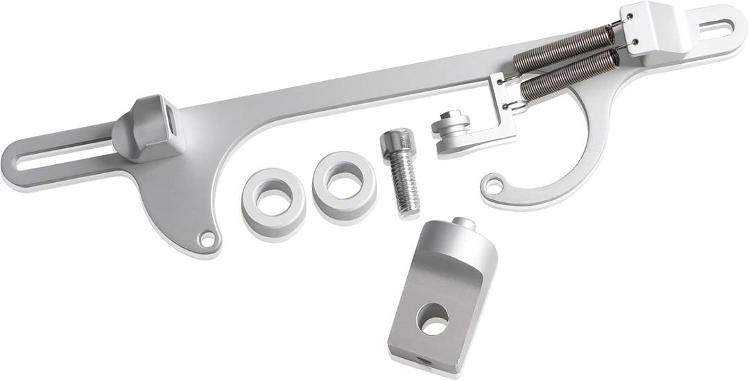 4150 4160 Series Throttle Body Cable Bracket Billet Aluminum Anodized Throttle Cable Bracket Adjustable (Silver)