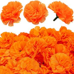 WILLBOND 140 Pcs Marigold Flower Head Mexican Artificial Marigold Flowers Halloween Flower Day of The Dead Decoration for Diwali Indian Decor DIY Wreath Garland Craft(2 Inch,Orange)